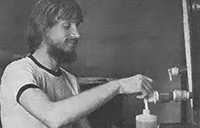 Jeff Woodside at work in his community soap factory.